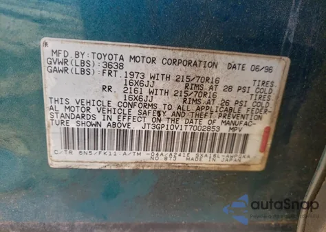 1996 Toyota Rav4 z USA, uszkodzony, nr VIN JT3GP10V1T7002853